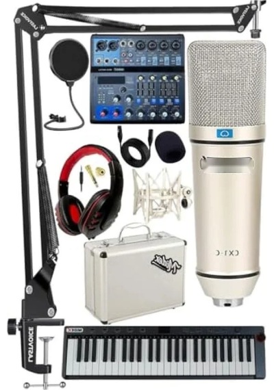 Midi Live Paket - Ses Kartlı Mikser Ve Mıdı Klavye Seti Açık Bej