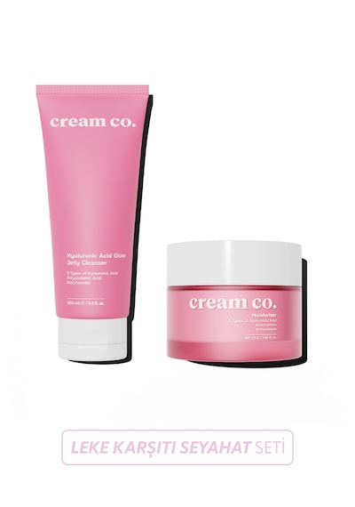 Cream Co. Moisturizer Leke Karşıtı Cilt Bakım Kremi 50 ML + Hyaluronic Acid Glow Yüz Temizleme Jeli 100 ML