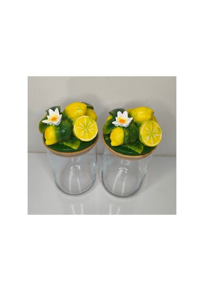 Kavonoz Seti 2li Limon Kapaklı 21cm 11cm Kurabiyelik Saklama Kutusu Sarı - 909311090 Sarı