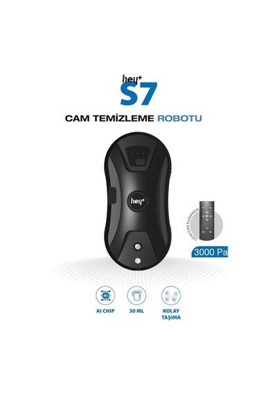 Hey+ Cam Silme Robotu Cam Temizleme Robotu Su Püskürtme Özellikli S7 Açık Gri