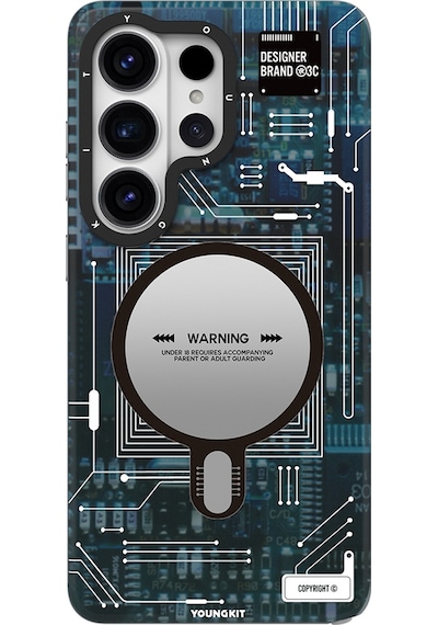 Galaxy S26 Ultra Kılıf M-safe Uyumlu Youngkit 360 Derece Standlı Technology Serisi Kapak Mavi Mavi
