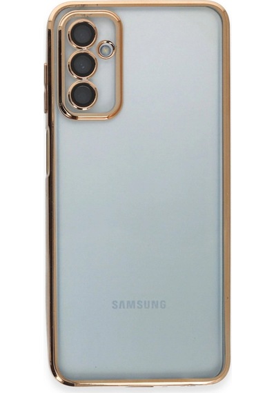 Samsung Uyumlu Galaxy M23 Kılıf Kamera Korumalı Lensli Silikon Altın