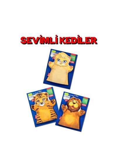 3 Parça Tox Sevimli Kediler Keçe El Kukla Set . Eğitici Oyuncak