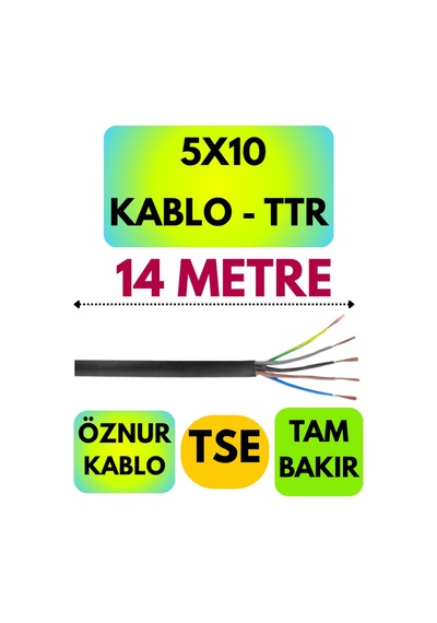Öznur 5x10 Ttr Kablo Siyah Metre Seçenekli - 14 Metre