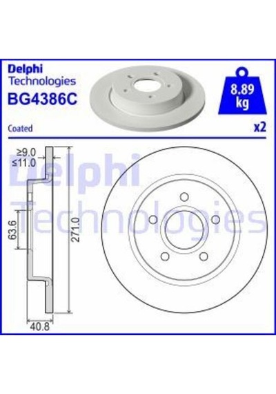 Delphi Bg4386c Arka Fren Disk Aynası Focus Iıı Cb8 11-14 Focus Iv Cew 14- Düz 271mm Bv612a315ba
