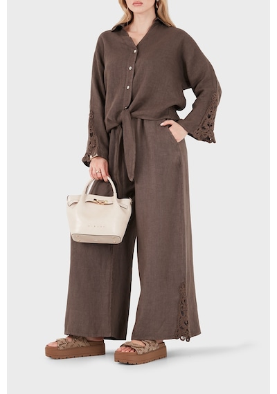 Via Dante Relaxed Fit Güpür Detaylı Bol Paça Keten Pantolon Bayan Pantolon 699e10941 Kahve Via Dante Relaxed Fit Güpür Detaylı Bol Paça Keten Pantolon Bayan Pantolon 699e10941 Kahve