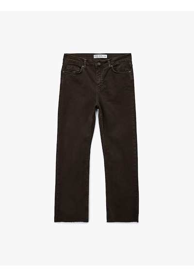 Koton Pamuklu Dar Kalıp Düğmeli Cepli İspanyol Paça Crop Jean Pantolon - Kick Flare Jeans Koyu Kahverengi 7wal40004mw Koyu Kahve Koton Pamuklu Dar Kalıp Düğmeli Cepli İspanyol Paça Crop Jean Pantolon - Kick Flare Jeans Koyu Kahverengi 7wal40004mw Koyu Kahve