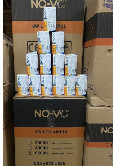 Novo 9 W Led Ampul Beyaz Işık 12 Adet