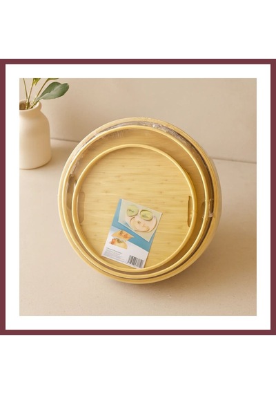 Storeşahin Bambu Ahşap Yuvarlak Tepsi Seti 30/35/38 Cm 3'lü Shn0720