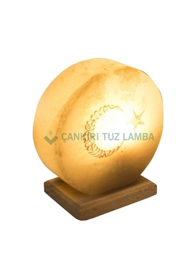 Ay Yıldız Baskılı Daire Kaya Tuzu Lambası