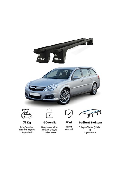 Trio-ıı Opel Vectra Kombi 2003-2008 Uyumlu Siyah Kilitli Ara Atkı 120cm Port Bagaj Tavan Barı
