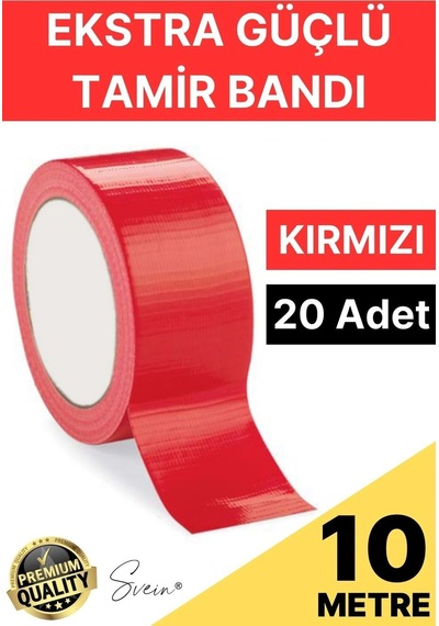 20 Adet 10 Mt Kırmızı Tamir Takviye Kapatıcı Güçlü Onarım Bandı Su Geçirmez Sızdırmaz Dayanım Çatlak
