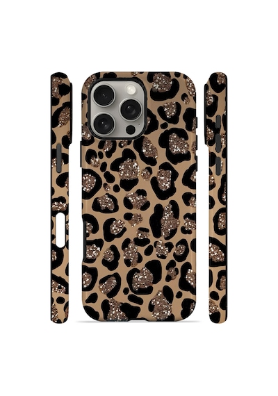 Velvoria Valestra Simli Leopar Apple Apple iPhone Uyumlu 16 Pro Max Magsafe Koruma Kılıfı Valestra Magline - Simli Leopar