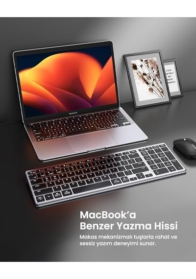 Kablosuz Ultra İnce Sessiz Bluetooth Türkçe Q Klavye, Siyah, 15258tr