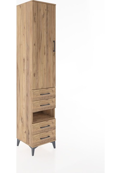 Hyperion Dolap 3 Raflı 4 Çekmeceli Tek Askılı 44x44x221 Çam-çam Çam