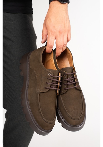 Fame Step Hakiki Deri Erkek Günlük Casual Ayakkabı +4.5 Cm Boy Uzatan Kalın Taban Ortopedik Comfort Kahverengı Kahverengi