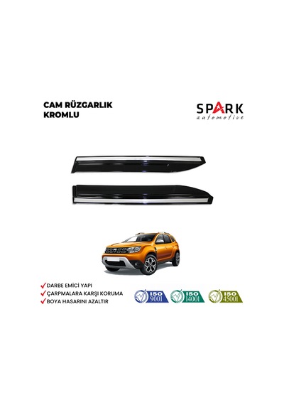 Dacia Duster 2018-2024 Yıl Aralığı Uyumlu Cam Rüzgarlığı 4 Parça Kromlu Siyah