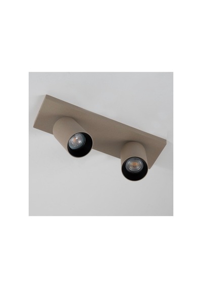 Gu10 Duy Mat Bej Koyu Krem İkili Spot Lamba 30 Cm Yönverilebilir Hareketli Başlıklı Led Spot Sıvaüstü Tavan Avize Aydınlatma Siyah
