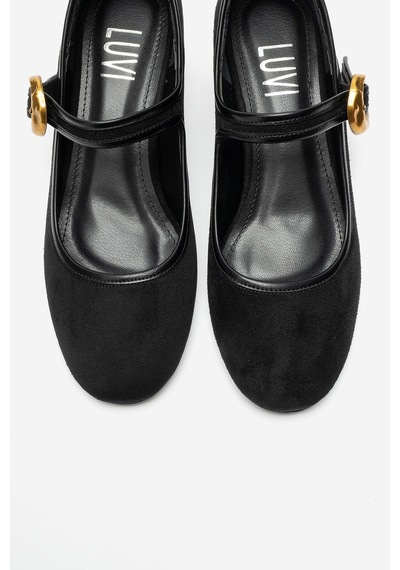 Luvi Shoes Merel Siyah Süet Kadın Kalın Topuklu Ayakkabı Luvi Shoes Merel Siyah Süet Kadın Kalın Topuklu Ayakkabı