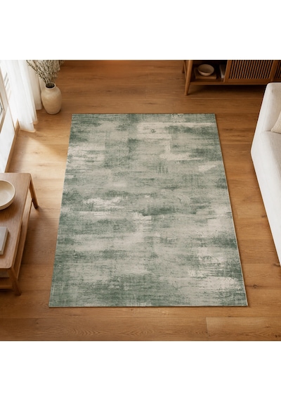 Kartela Halı Vintage Halı Kaymaz Taban Makinede Yıkanabilir Halı Adaçayı Yeşili - 100 X 150 Cm