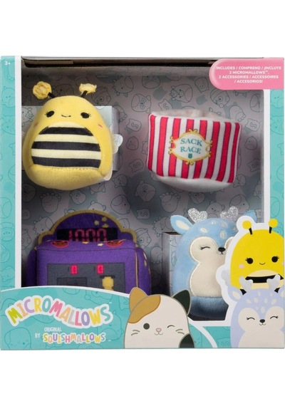 Micromallows Squishmallows Mini Yumuşak Peluş Oyuncak 2 Figür + 2 Aksesuar Figür Seti - 6 Cm - Mod-1 Çok Renkli