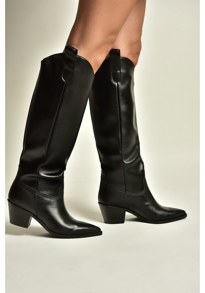 Fox Shoes Z922835109 Siyah Kalın Topuklu Kadın Çizme