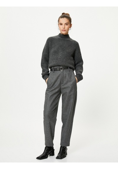 Koton Oversize Triko Kazak Balıkçı Yaka Düşük Omuzlu Gri 4wak90206ht 4WAK90206HT031 Gri