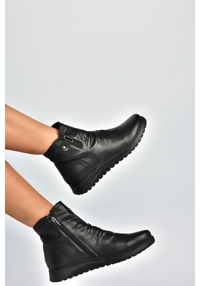 Fox Shoes V324501703 Siyah Hakiki Deri Kadın Bot Siyah-hakiki Deri