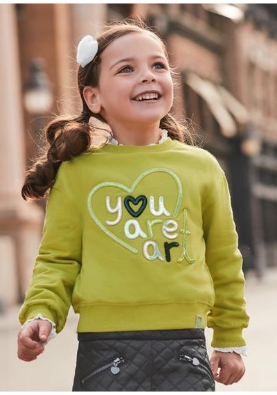 Mayoral Kız Çocuk Yeşil İşlemeli Sweatshirt 04479 Yeşil