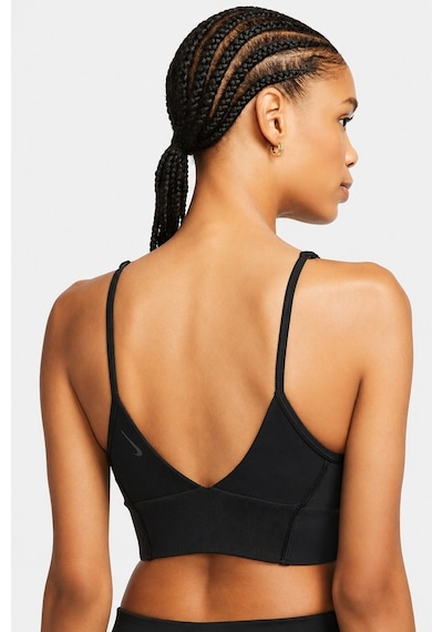 Nike Yoga Indy Light Support Padded Long Cut Sports Bra Kadın Hafif Destekli Dolgulu Süteyn Bra Siyah