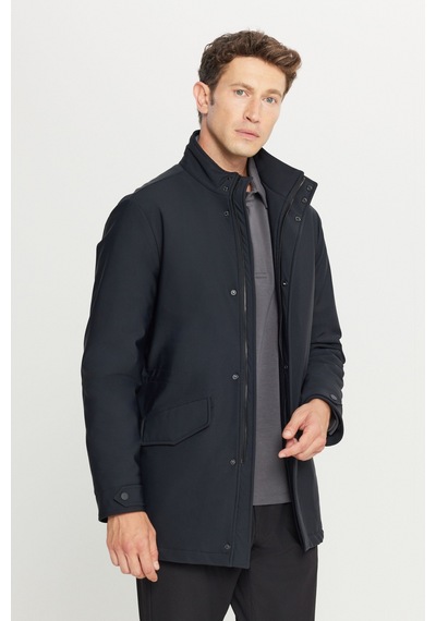 Ac&Co / Altınyıldız Classics Erkek Sıyah Standart Fit Normal Kesim Dik Yaka Kapak Cepli Kaban Siyah Ac&Co / Altınyıldız Classics Erkek Sıyah Standart Fit Normal Kesim Dik Yaka Kapak Cepli Kaban Siyah