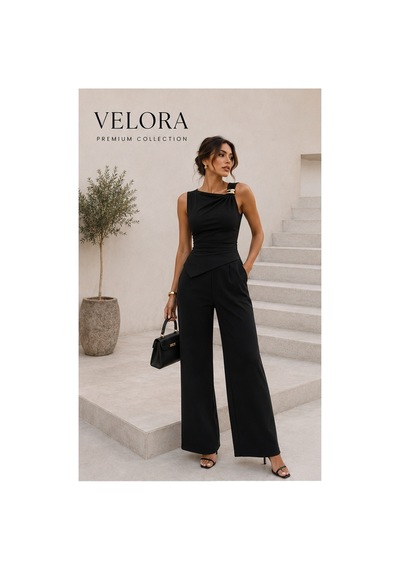 Velora Grup Milano Gold Tokalı Drapeli Bluz & Palazzo Pantolon Kadın Takım Siyah - 912249416 Siyah Velora Grup Milano Gold Tokalı Drapeli Bluz & Palazzo Pantolon Kadın Takım Siyah - 912249416 Siyah