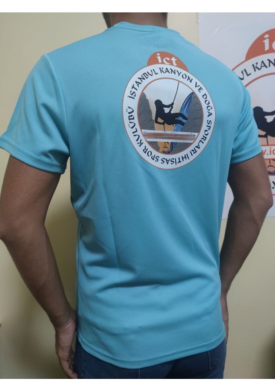 Erkek Nem Emici Hızlı Kuruma Atletik Teknik Performans T-shirt Turkuaz