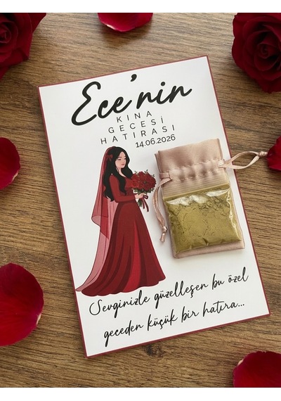50 Adet Hazır Kına Hediyelik Kartı - Kına Hatırası