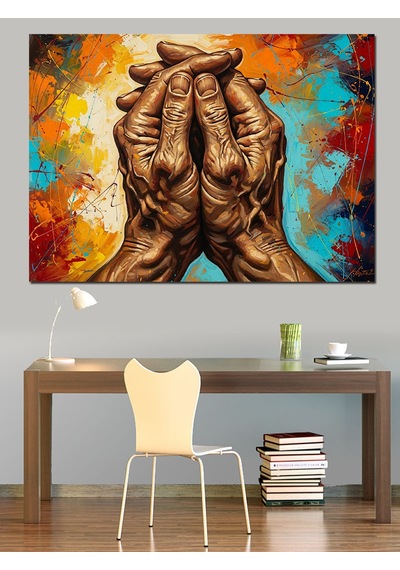 Soyut Eller Sanat Eseri Dekoratif Kanvas - Mdf Ahşap Tablo