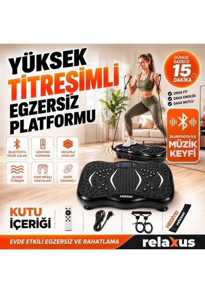 Yüksek Titreşimli Egzersiz Platformu Bluetooth Masaj Aleti Ev Fitness Cihazı Direnç Lastiği Hediye