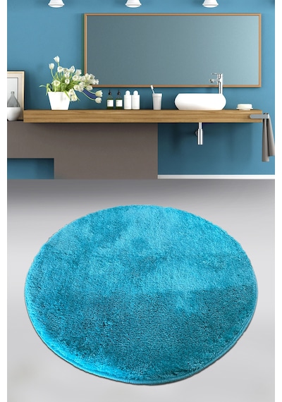 Pasific Light Blue Çap 90x90 cm  Banyo Halısı Paspas Yıkanabilir