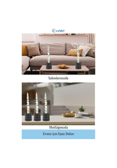 Eskitme Mumluk Şamdan 3 Adet Tealight Ve İnce Mum Uyumlu Spiral Model - Siyah