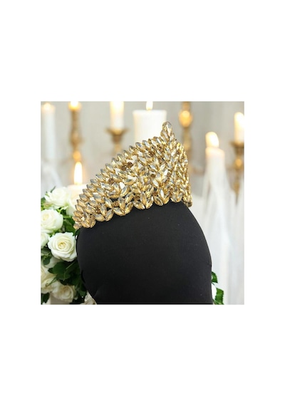 Kristal Taşlı Gelin,kına,nişan,söz,after,bride,party Taç Sarı - 707821281 Sarı