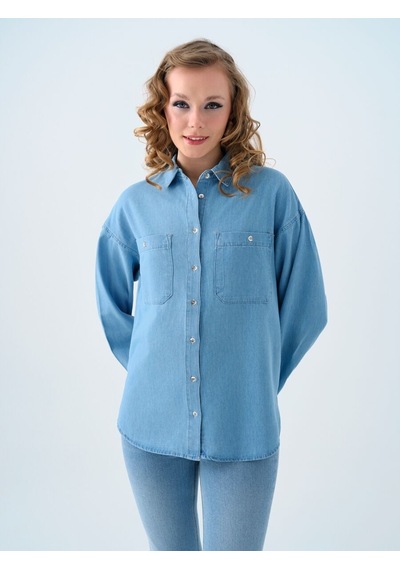 LOFT Regular Fit Kadın Gömlek U.kol Lf2039985 Q1.v1 Denim