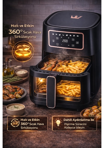 Hiking HAF-508 Airfryer 6 LT Yağsız Fritöz