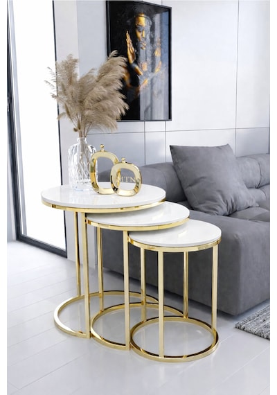 Armoni 3'lü C Zigon Gold Kaplama Beyaz Mdf Mebran Demonte