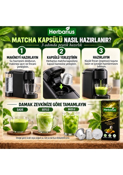 Herbarius Premium Seromoni Matcha Çayı Kapsülü Nespresso Uyumlu 10'lu