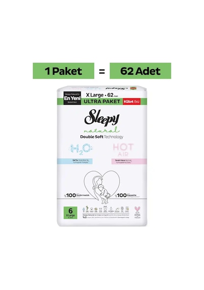 Sleepy Natural Double Soft Ultra Paket Külot Bez 6 Numara Xlarge 62 Adet