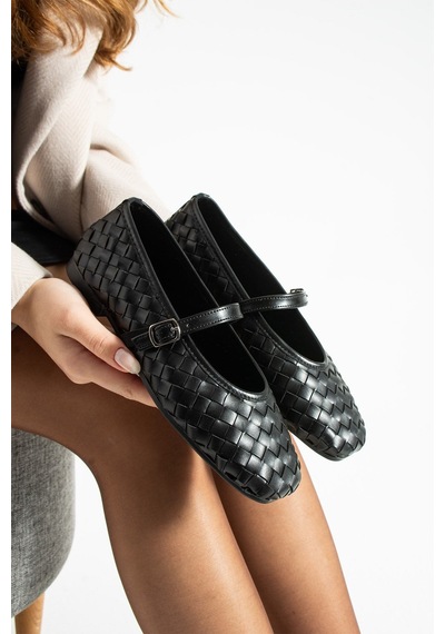 Dabab Shoes Elvıa Siyah Kadın Örgü Dokulu Bilekten Bantlı Tokalı Mary Jane Düz Ayakkabı Babet Dabab Shoes Elvıa Siyah Kadın Örgü Dokulu Bilekten Bantlı Tokalı Mary Jane Düz Ayakkabı Babet