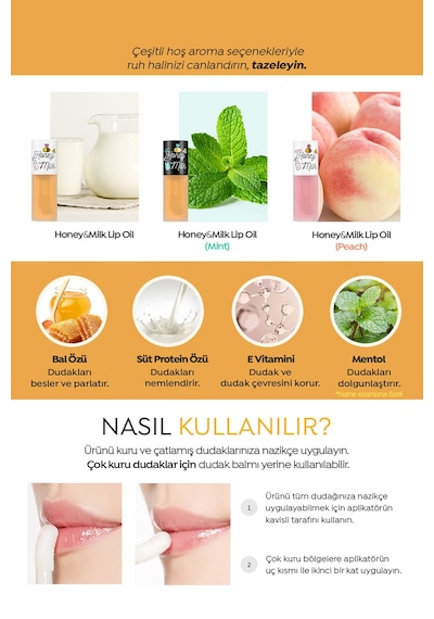 Bal Ve Süt Özlü Besleyici Nane Aromalı Dudak Bakım Yağı A'pıeu Honey&milk Lip Oil Light Mint