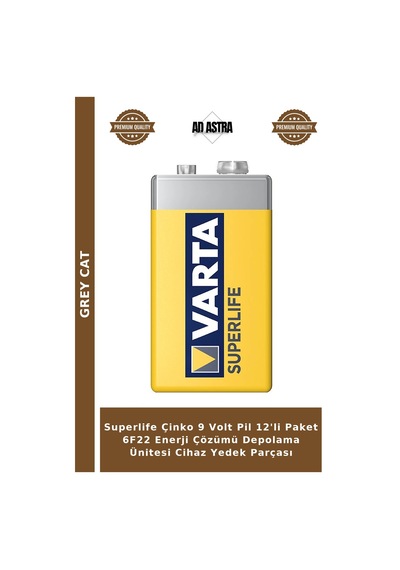 Superlife Çinko 9 Volt Pil 12'li Paket 6f22 Enerji Çözümü Depolama Ünitesi Cihaz Yedek Parçası