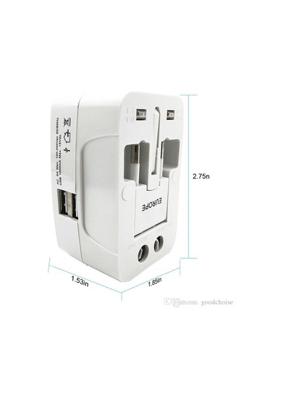 Unıversal Seyahat Adaptörü / 2 Usb Li Çoklu Priz Çevirici Adaptör