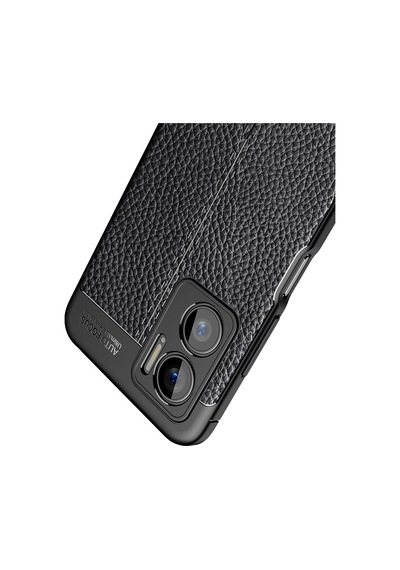 Xiaomi Redmi Note 11e Kılıf Deri Görünümlü Silikon Kamera Korumalı Üstün Koruma Celikaksesuar Siyah