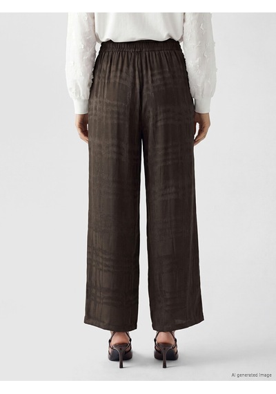 Lcw Everyday Kahverengi Loose Fit Ekose Kadın Pantolon